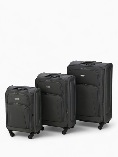 Чемодан на колёсах большой 97 л (L), на молнии, с увеличением, кодовый замок, 4 колеса, серый