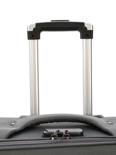 Чемодан на колёсах большой 97 л (L), на молнии, с увеличением, кодовый замок, 4 колеса, серый