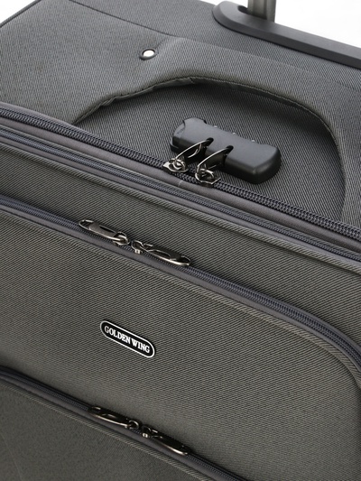 Чемодан на колёсах большой 97 л (L), на молнии, с увеличением, кодовый замок, 4 колеса, серый