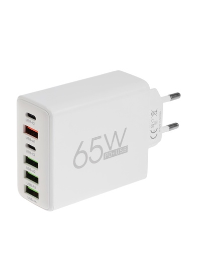 Сетевое зарядное устройство Luazon ZY-21, 4 USB, 2 Type-C, 3 А, белое