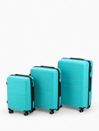 Чемодан на колёсах маленький 44 л (S), на молнии, кодовый замок, 4 колеса, голубой - Фото 12