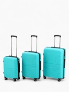 Чемодан на колёсах средний 75 л (M), на молнии, кодовый замок, 4 колеса, голубой - Фото 11