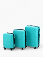 Чемодан на колёсах большой 111 л (L), на молнии, кодовый замок, 4 колеса, голубой - Фото 12