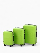 Чемодан на колёсах маленький 44 л (S), на молнии, кодовый замок, 4 колеса, зелёный - Фото 12