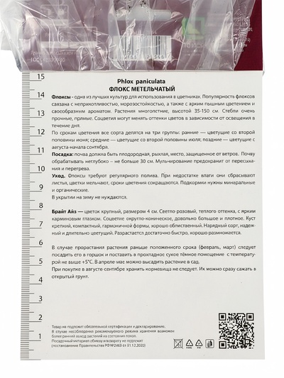 Флокс метельчатый «Брайт Айз», I р-р, 1 шт., 80 h(см), Осень 2025