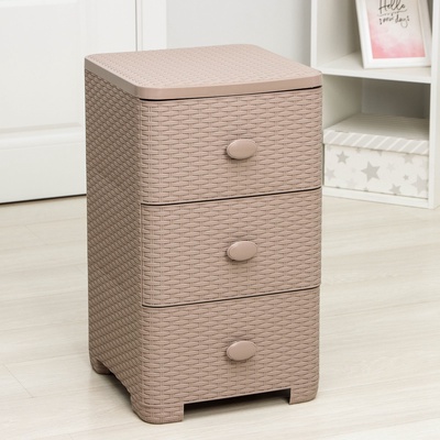 УЦЕНКА Комод 3-х секционный «Плетенка», 37.5×36×63 см, какао