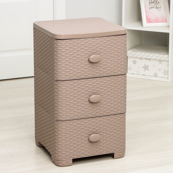 УЦЕНКА Комод 3-х секционный «Плетенка», 37.5×36×63 см, какао - Фото 1