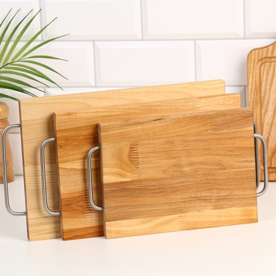 УЦЕНКА Набор досок разделочных «Прямоугольник», металлические ручки, 39×23×2 см, 33×20×1.8 см, 28×18 см