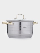 Кастрюля Катунь, 4.5 л, d=23.5 см, стеклянная крышка, золотые ручки, капсульное дно, индукция, нержавеющая сталь, серебристая - Фото 2