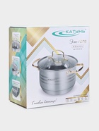 Кастрюля Катунь, 4.5 л, d=23.5 см, стеклянная крышка, золотые ручки, капсульное дно, индукция, нержавеющая сталь, серебристая - Фото 8