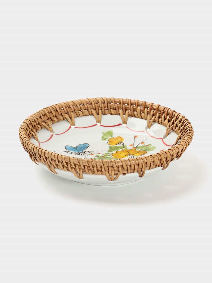 Тарелка керамическая с ротангом, 18×18×3.7 см, МИКС - Фото 1
