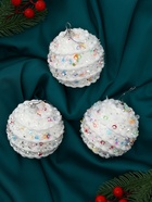 Ёлочные игрушки «Акли», шары новогодние, d=8 см, 3 шт., белый - Фото 3