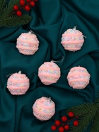 Ёлочные игрушки «Маттео», шары новогодние, d=6 см, 6 шт., розовый - Фото 3