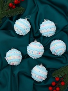 Ёлочные игрушки «Маттео», шары новогодние, d=6 см, 6 шт. голубой - Фото 3