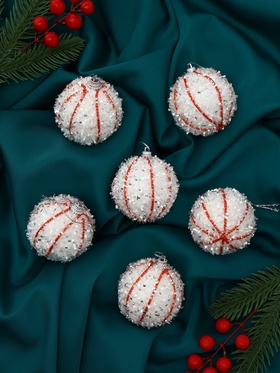 Ёлочные игрушки «Вилей», шары новогодние, d=6 см, 6 шт., белый