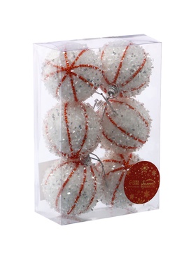 Ёлочные игрушки «Вилей», шары новогодние, d=6 см, 6 шт., белый