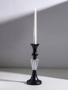 Подсвечник на 1 свечу «Кристалл. Классика», стекло, металл, чёрный, d=5 см, 9.5×9.5×24 см - Фото 1