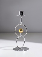Подсвечник металл на 1 свечу "Кольца и шарики" серебро с золотом d=2,5 см 9х9х22 см 10874263 - фото 16701868