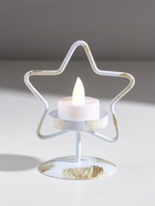 Подсвечник на 1 свечу «Звезда», металл, белый с патиной, d=5 см, 9.4×7×11.7 см - Фото 1