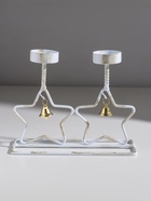 Подсвечник на 2 свечи «Две звезды», металл, белый с патиной, d=5 см, 18.5×7.3×14.8 см - Фото 2