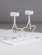 Подсвечник на 2 свечи «Две звезды», металл, белый с патиной, d=5 см, 18.5×7.3×14.8 см - Фото 3