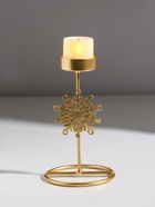 Подсвечник на 1 свечу «Снежинка», металл под золото, d=4.5 см, 8.5×8.5×16 см - Фото 1
