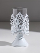 Подсвечник на 1 свечу «Ели и олени», металл, стекло, белый d=5.5 см, 7.3×7.3×14.8 см - Фото 3