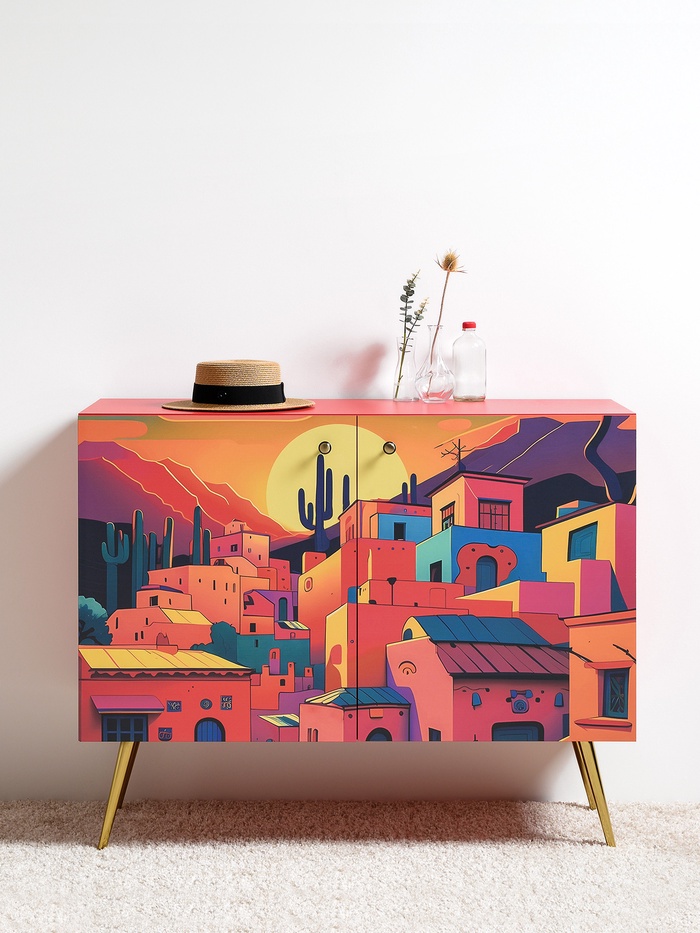 Комод напольный «Кармин 16.220.03», на ножках, 1153×426×932 мм, цвет красный/белый шагрень - Фото 1