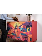 Комод напольный «Кармин 16.220.03», на ножках, 1153×426×932 мм, цвет красный/белый шагрень 10903892 Комод напольный «Кармин 16.220.03», на ножках, 1153×426×932 мм, цвет красный/белый шагрень 10903892