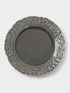 Тарелка обеденная WY Floral Laceware, d=25 см, фарфор, серая