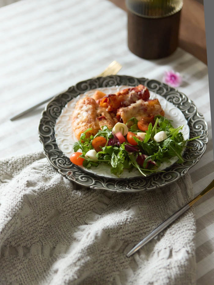 Тарелка обеденная WY Floral Laceware, d=25 см, фарфор, серая - фото 117477474