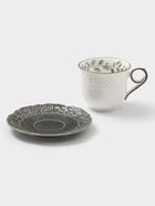 Чайная пара WY Floral Laceware, 2 предмета: чашка 300 мл, блюдце d=15 см, фарфор, белая, серая - Фото 2