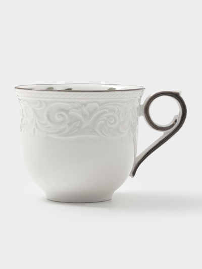 Чайная пара WY Floral Laceware, 2 предмета: чашка 300 мл, блюдце d=15 см, фарфор, белая, серая