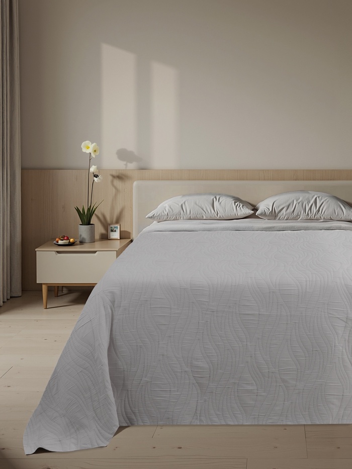 Покрывало «Этель» Gentle wave, 240×260 см, серое - Фото 1