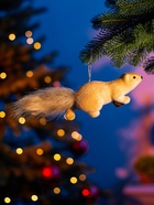 Ёлочная игрушка «Белка с шишкой» 4.5×20 см, бежевый - Фото 3