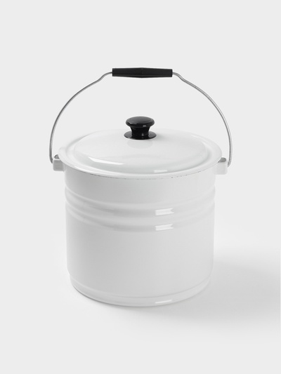 Ведро эмалированное, 10 л, с крышкой и ручкой, белое