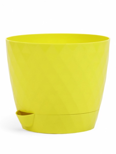 Горшок для цветов, с прикорневым поливом «Румба», 1 л, d=13.5 см, h=12 см, пластик, с поддоном, цвет лимон