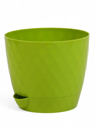 Горшок для цветов, с прикорневым поливом «Румба», 1 л, d=13.5 см, h=12 см, пластик, с поддоном, цвет киви