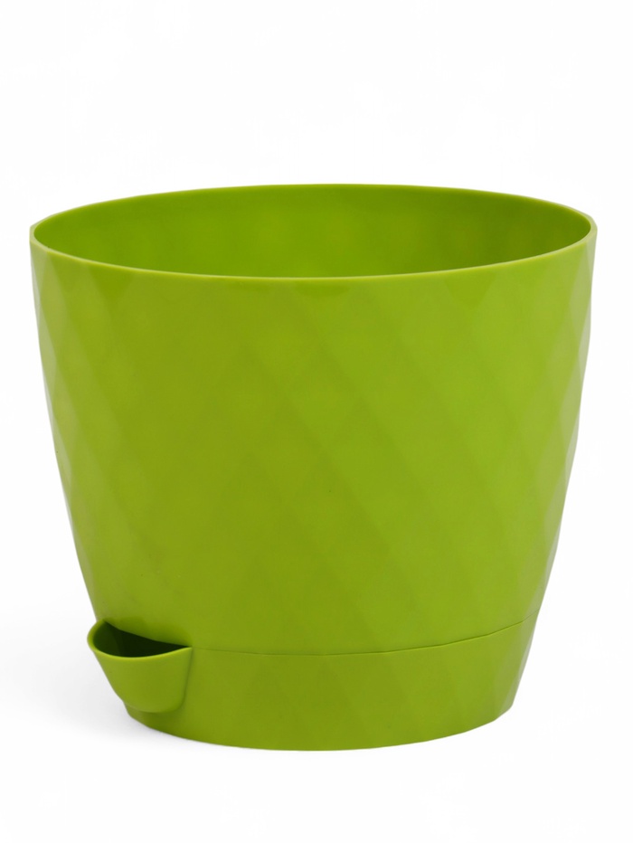 Горшок для цветов, с прикорневым поливом «Румба», 1 л, d=13.5 см, h=12 см, пластик, с поддоном, цвет киви - Фото 1
