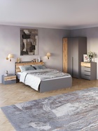 Шкаф двухстворчатый для одежды «Йорк», 780×577×2020 мм, цвет серый шифер/дуб делано 10901566