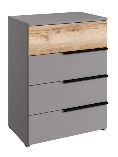 Комод напольный для хранения «Йорк», 4 ящика, 600×403×807 мм, цвет серый шифер/дуб делано