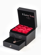 Набор «Кулон» я тебя люблю, в коробке с розами, цвет золото, графитовая коробка - фото 60974080