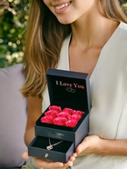 Набор «Кулон» я тебя люблю, в коробке с розами, цвет золото, графитовая коробка - фото 60974088