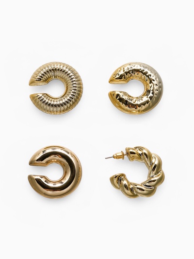 Набор серьга и каффы «Бублики» набор 4 шт., цвет золото