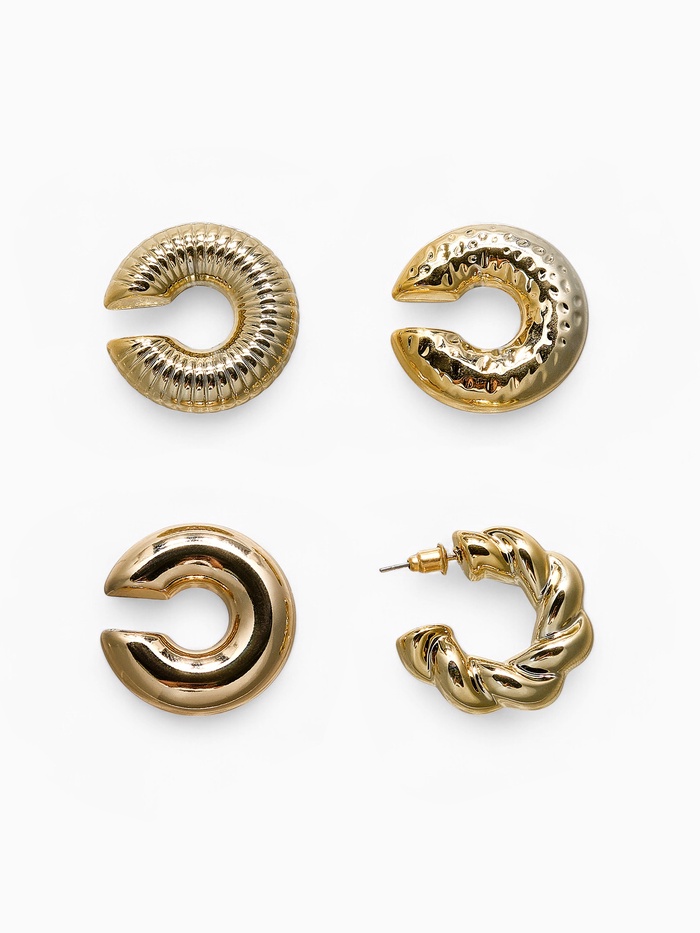 Набор серьга и каффы «Бублики», набор 4 шт. цвет золото - Фото 1