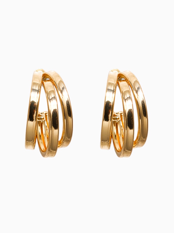 Серьги металл «Тринити» широкие, тренд, цвет золото - Фото 1