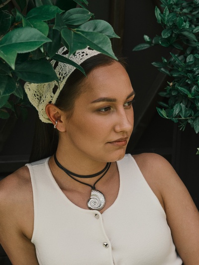 Кулон на шнурке «Ракушка», крупная, цвет серебро