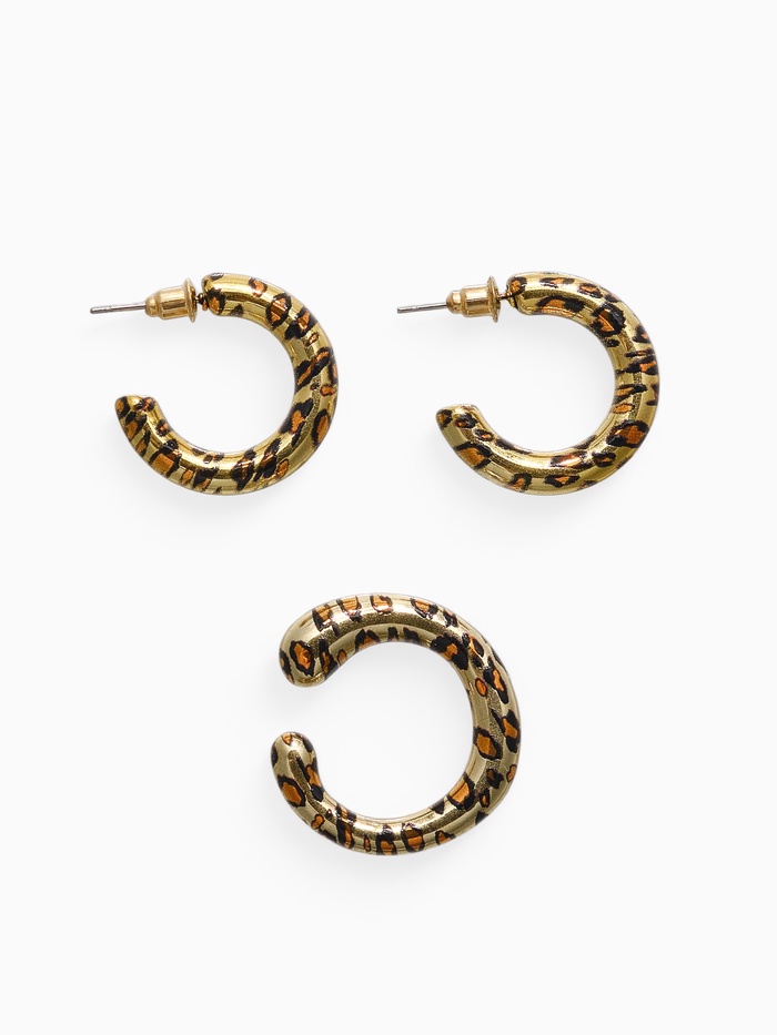 Серьги и каффы QF «Леопард», набор, цвет золото