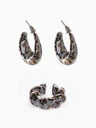 Набор серьги и каффы «Леопард» жгутик, цвет серебро - фото 809052416