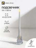 Стеклянный подсвечник на 1 свечу «Ёлочка гофре», прозрачный, d=2.2 см, 6×6×8 см - Фото 1
